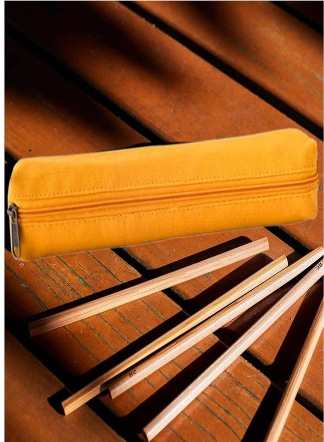 ليفي حقيبة أقلام صغيرة من القماش من Lify للبالغين والأولاد والبنات بتصميم أنيق رفيع، أدوات مدرسية وفنية، لون بني - عبوة من قطعتين (أصفر (قطعة واحدة) + وردي فاتح (قطعة واحدة)) - Image 5